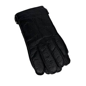 Vintage Mens Large‎ Sears Black Leather Gloves with Faux Fur Lining - 2 Lengths
